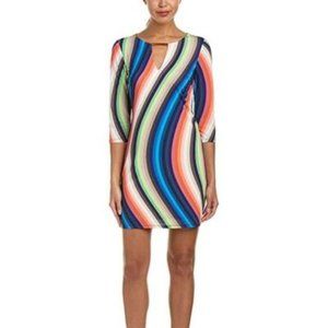 Trina Turk Bolero La Floridita Wave Stripe Jersey Shift Dress Size 0 NWT